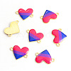 Alloy Cerise Enamel Rainbow Heart Link Connector Charms PW-WGC7357-03-1