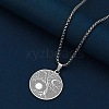 Stainless Steel Viking Moon Sun Tree of Life Flat Round Pendant Box Chain Necklaces PW-WG93B99-01-2