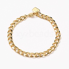 Brass Cuban Link Chain Bracelets BJEW-H537-05G