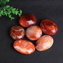 Natural Red Agate Oval Palm Stone Reiki Polished Healing Pocket Worry Stone PW-WG0D36A-01