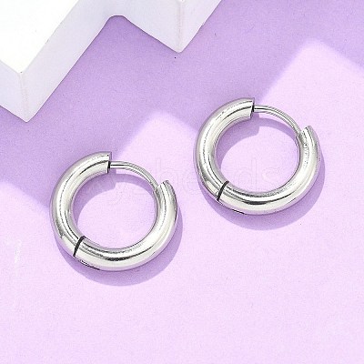 Tarnish Resistant 304 Stainless Steel Huggie Hoop Earrings EJEW-F111-16mm-P-1
