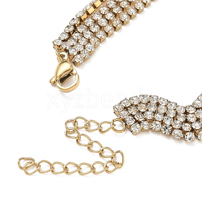 304 Stainless Steel Rhinestone Cup Chain Multi-strand Bracelets for Women BJEW-P376-01G-02-1