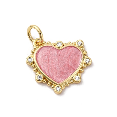 Brass Pave Cubic Zirconia with Enamel Charms KK-Q098-20G-D-1