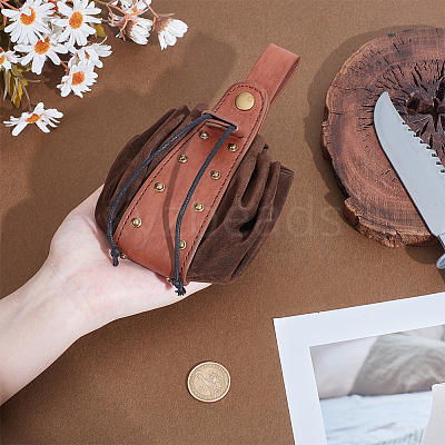 Medieval PU Leather Waist Belt Pouches with Alloy Rivets AJEW-WH0678-30A-1