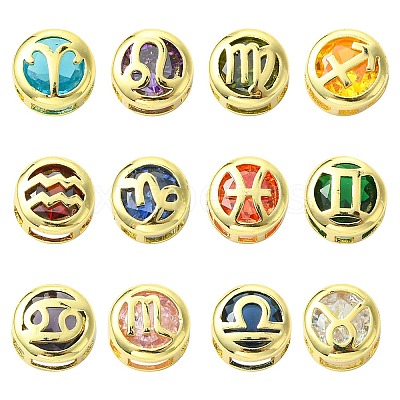 Brass Micro Pave Cubic Zirconia Spacer Beads KK-CJC0015-21G-1