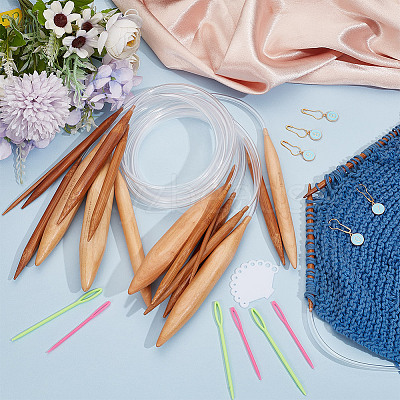 9Pcs Bamboo Circular Knitting Needles DIY-NB0010-86-1