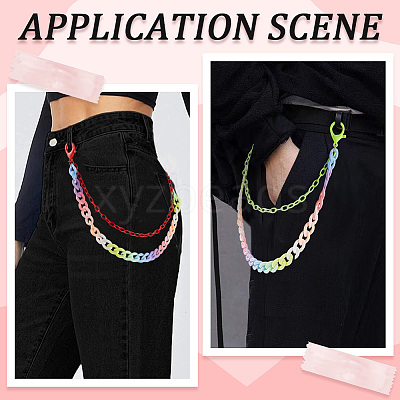 2Pcs 2 Colors Resin Double Layer Chain Belts for Pants AJEW-GF0011-20C-1