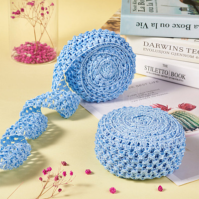 2 Rolls 2 Sizes Polyester Elastic Ribbon EW-TA0001-02J-1