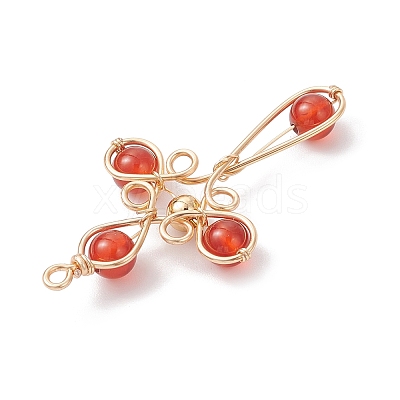 4Pcs 4 Styles Natural Carnelian(Dyed & Heated) Pendants PALLOY-TA00326-02-1