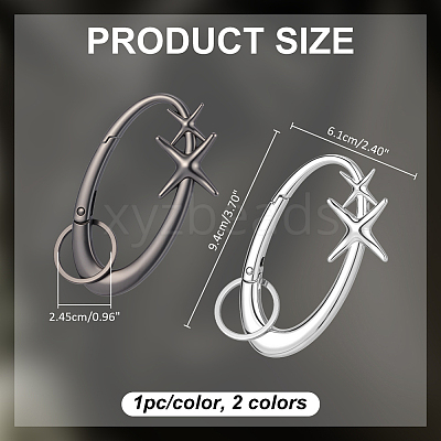 2Pcs 2 Colors Alloy Spring Gate Rings FIND-ME0003-44A-1
