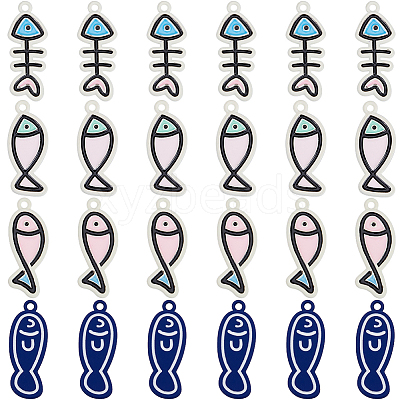 24Pcs 4 Colors Alloy Enamel Pendants FIND-SC0012-04-1