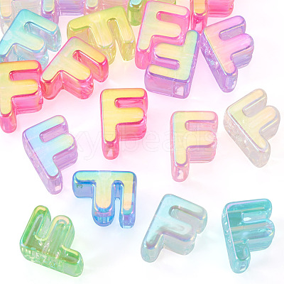 20Pcs UV Plating Transparent Acrylic European Beads OACR-TADJ0001-19F-1