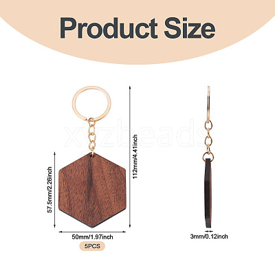 Walnut Wood Pendant Keychains KEYC-TAC0034-06C-1