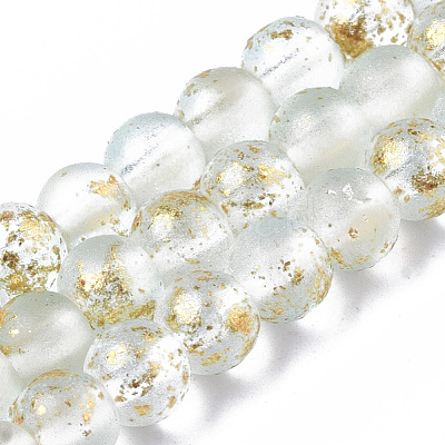 Frosted Spray Painted Glass Beads Strands X-GLAA-N035-03A-C09-1
