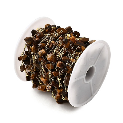 Handmade Natural Tiger Eye Chip Beaded Chains CHC-F020-09G-11-1