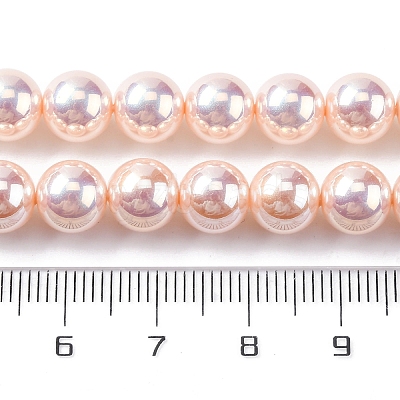UV Plating Pearlized Glass Pearl Beads Strands GLAA-F128-01B-T09-1