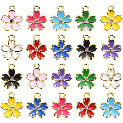 50Pcs 10 Colors Alloy Enamel Pendants ENAM-CJ0003-68-1