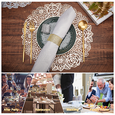 12Pcs 6 Style Flat Round PVC Washable Placemat DJEW-AR0001-02-1