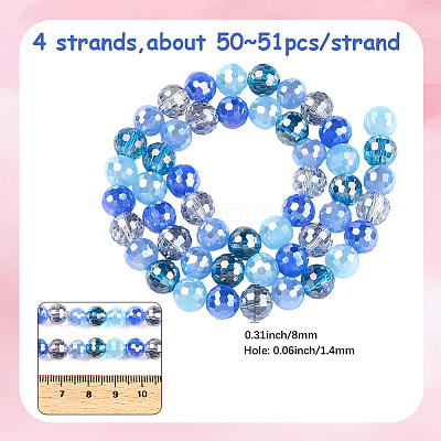 4 Strands Electroplate Glass Bead Strands GLAA-PA0001-09C-1