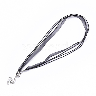 Waxed Cord and Organza Ribbon Necklace Making X-NCOR-T002-332-1