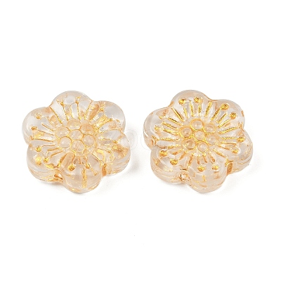 Baking Paint and Golden Metal Enlaced Glass Beads DGLA-T004-09M-1