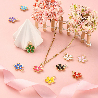 50Pcs 10 Colors Alloy Enamel Pendants ENAM-CJ0003-68-1