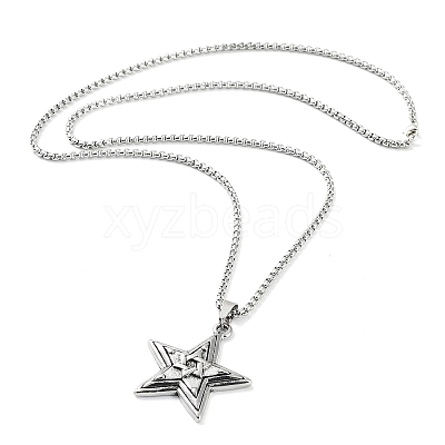 Tibetan Style Alloy Pendant Necklaces LS-NJEW-P284-05AS-1