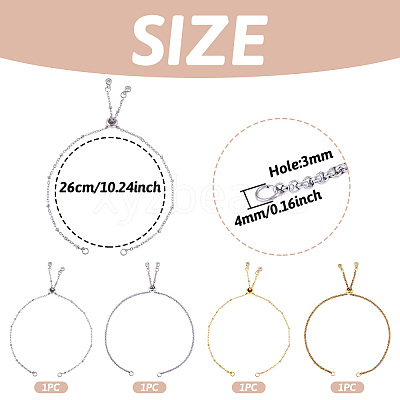 2 Sets 2 Colors 304 Stainless Steel Satellite Chain Bracelet Slider Making MAK-TA0001-22-1
