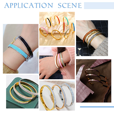 1Pc Stainless Steel Grooved Bangles STAS-UN0042-51P-1