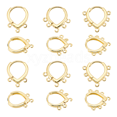 12Pcs 3 Style Brass Hoop Earring Findings KK-BC0012-37-1