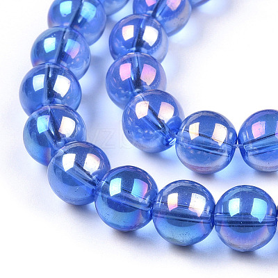 Electroplate Transparent Glass Beads Strands GLAA-T032-T10mm-AB04-1