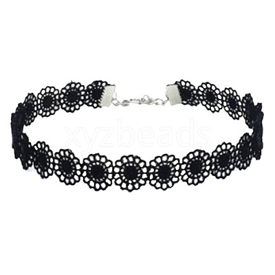 6Pcs 6 Styles Gothic Polyester Lace Choker Necklaces for Women FS-WG8751E-01-1