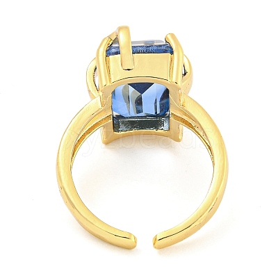 304 Stainless Steel Cubic Zirconia Open Cuff Ring for Women RJEW-S406-05G-04-1