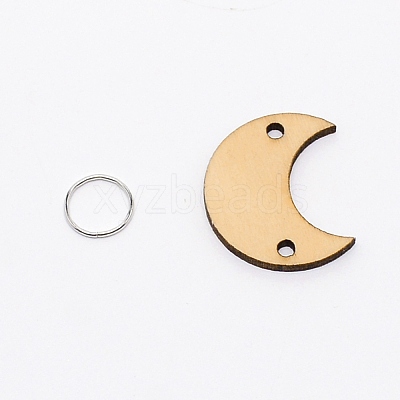 Moon Shape Unfinished Wood Cutouts Ornaments WOOD-WH0115-51-1