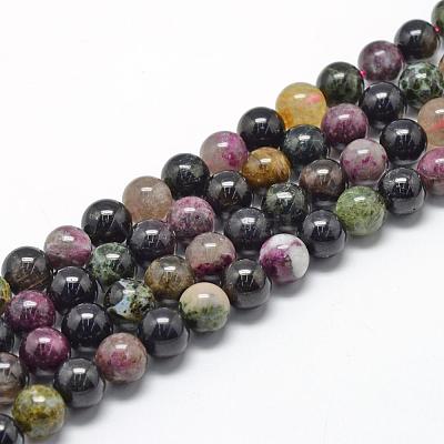 Natural Tourmaline Beads Strands G-R446-8mm-03-1