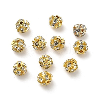 6mm Brass Crystal Rhinestone Beads KK-S519-01A-02G-1