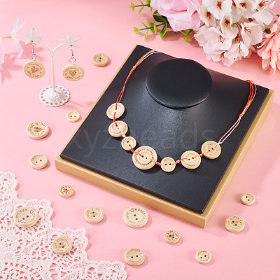 120Pcs 6 Styles Wooden Buttons BUTT-TA0001-33-1