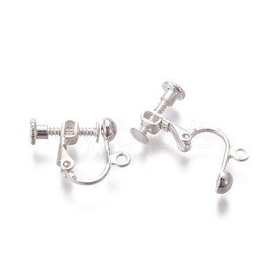 Rack Plated Brass Screw Clip-on Earring Findings KK-P169-04S-1