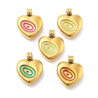 304 Stainless Steel Enamel Pendants STAS-L283-36G-1