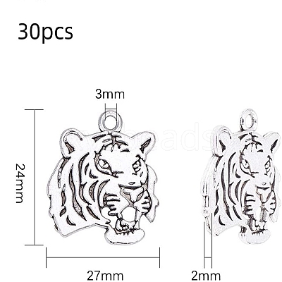 Tibetan Style Alloy Tiger Head Pendants TIBEP-PH0004-85-1