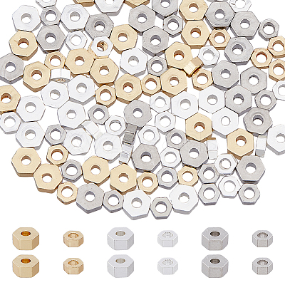 120Pcs 6 Styles Rack Plating Brass Beads KK-FH0006-97-1