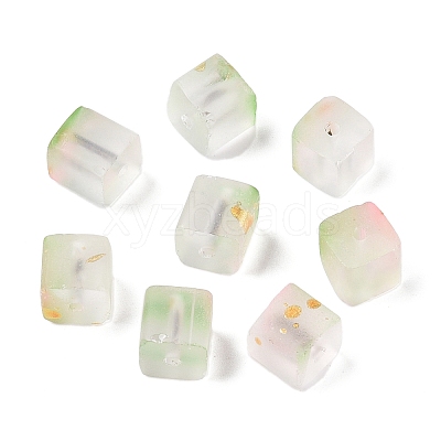 Frosted Glass Beads with Golden Glitter Powder X1-DGLA-NH001-8mm-01E-1