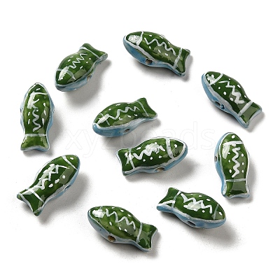 Handmade Printed Porcelain Beads PORC-E015-17J-1