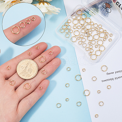 80Pcs 4 Styles Brass Split Rings KK-BBC0014-06-1
