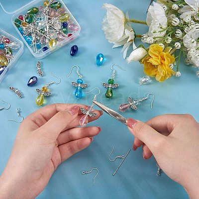 DIY Faceted Beads Earring Making Kit DIY-SZ0007-70-1