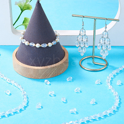 5 Strands Transparent Teardrop Glass Beads Strands GLAA-TA0004-21B-1