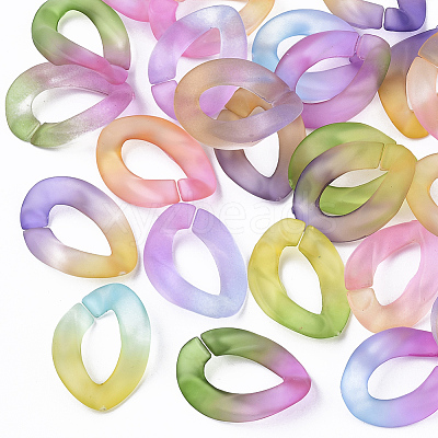 Spray Painted Two Tone Transparent Acrylic Linking Rings X-OACR-S036-001A-N-1