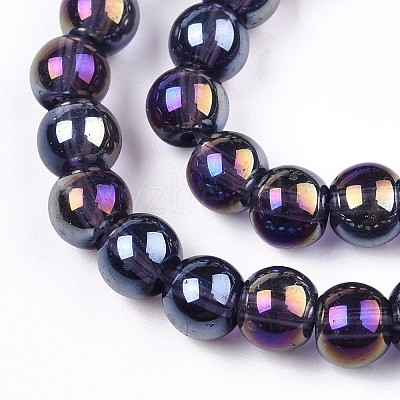 Electroplate Transparent Glass Beads Strands GLAA-T032-T8mm-AB03-1