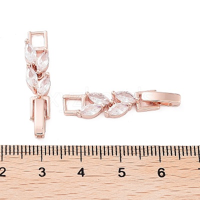Brass Fold Over Clasps ZIRC-WH0009-02RG-1