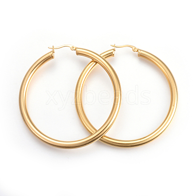 201 Stainless Steel Big Hoop Earrings LS-EJEW-A052-19D-G-1
